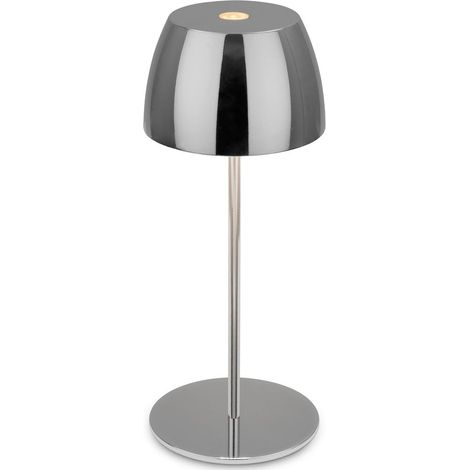 Briloner Serina Mini LED Tischlampe kabellos IP44, Dimmbar, Touch, Spritzwasserschutz, akku, chrom, Ø8 x 20 cm