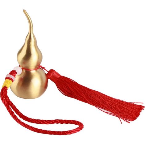 Ornement décoratif Feng Shui Wu Lou rouge porte-bonheur, en forme de gourde ouverte, suspendu à une voiture, avec une corde en laiton de 10 cm de haut. (1/5)