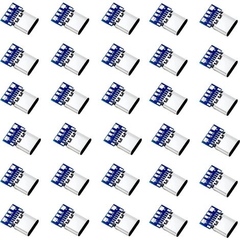 30PCS Micro USB 3.1 Typ C connecteur,Micro USB 24 Broches à souder Connecteur SMT PCB Board Support Module