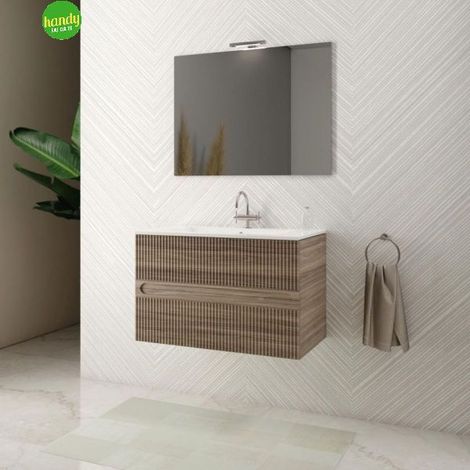 Mobile bagno sospeso Aurora con specchio Noce