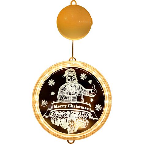 Bseical batteriebetriebene LED-Weihnachtsdekoration, beleuchteter Weihnachtsbaum, Weihnachtsgeschenkdekoration, mit Saugnäpfen und Haken (16 cm, Weihnachtsmann) - 16 cm (1/4)