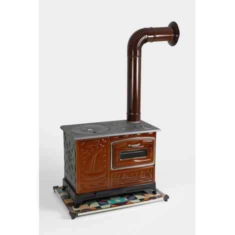 Cuisinière/Poêle à Bois avec Grand Four, Plaque en Fonte et Corps Émaillé, Chauffage et Cuisson en intérieur et extérieur avec accessoires – LPP ZIBAR