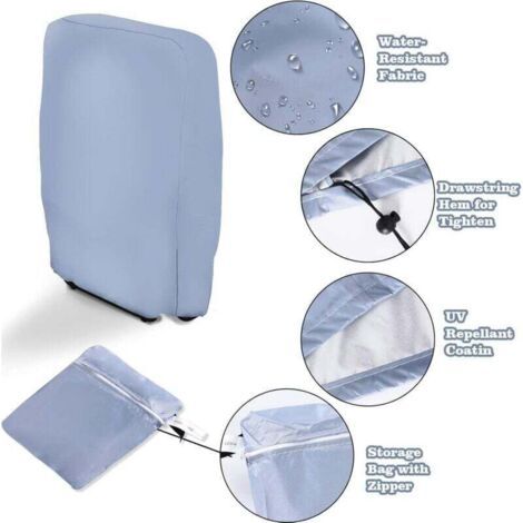 QORVA-2pcs Housse de Protection pour Chaise Longue Pliante, Coupe-Vent Anti-UV Imperméable Housses pour Chaises de Jardin Pliantes, Housse de Chaise Longue de Jardin, avec Sac de Transport (Gris)