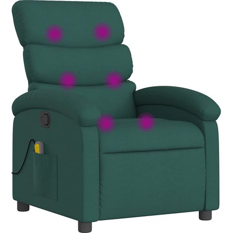 Maison Exclusive - Sillón de masaje reclinable de tela verde oscu