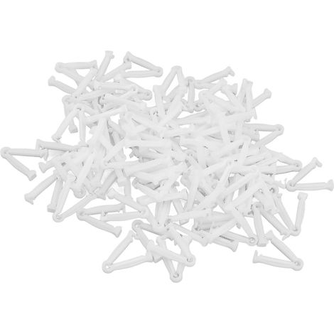 100 pinces à cordon ombilical pour porcs en plastique blanc, clips de clampage pour bétail, matériel d'élevage et soins vétérinaires (1/5)