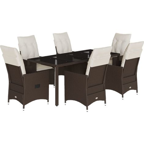 Maison Exclusive - Set da Pranzo da Giardino 7pz con Cuscini in Polyrattan Marrone (1/5)
