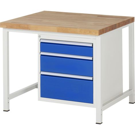 Rau Werkbank höhenverstellbar 8159A1, B1000xT900xH840-1040mm, 3x Schublade-TA (1/5)