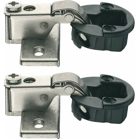 – Charnière à bras court en acier nickelé – Pour portes pivotantes en verre 4-6mm – Angle d'ouverture 95° – Fixation à visser (1/2)