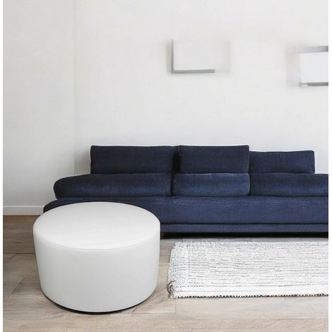 Dmora - Puf Anacapri, Sillón multiusos, Puf, Puf reposapiés, Made in Italy, 79x79 h42 cm, Blanco (1/3)
