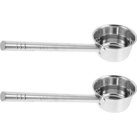 Ensemble 2 louches à soupe en inox à long manche, cuillères de service et les plats chauds