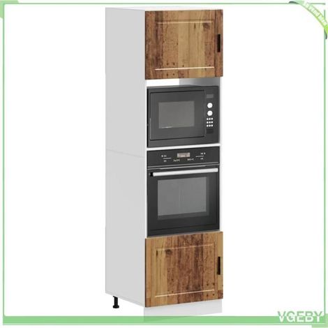 Armoire de four - Porto - Bois d'ingénierie - 60 x 57 x 207 cm - Pieds réglables (1/5)