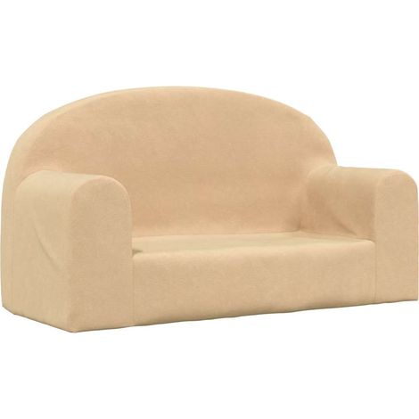 Canapé pour enfants 2 places crème peluche douce (1/5)