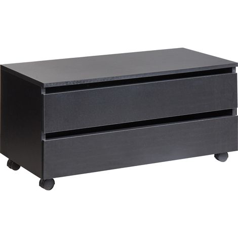 Mueble de baño MDP material sintético con ruedas 2 cajones almacenaje mueble baño negro Teresina