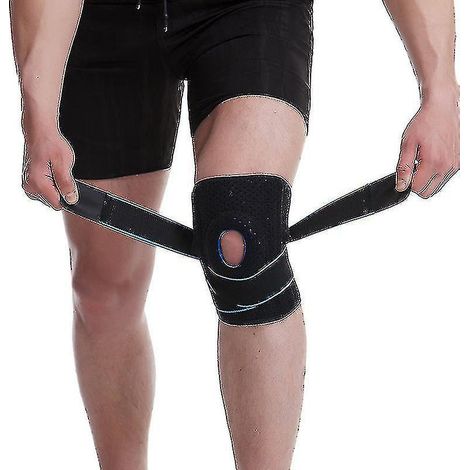 Genouillère avec stabilisateurs latéraux, coussinets rotuliens en gel et support de genou à compression réglable (1/5)