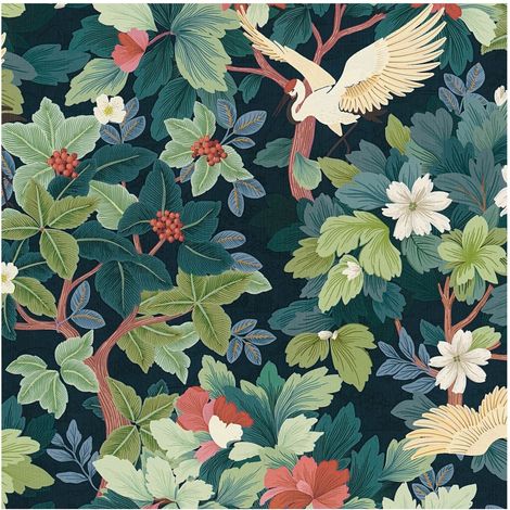 Birds wallpaper wall Profhome 791862 hot embossed non-woven wallpaper slightly textured with floral pattern matt blue light green pink white 5,33 m2 (1/5)