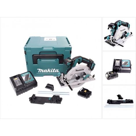 Makita DHS 680 RY1J Akku Handkreissäge 18 V 165 mm Brushless + 1x Akku 1,5 Ah + Ladegerät + Adapter + Makpac (1/5)