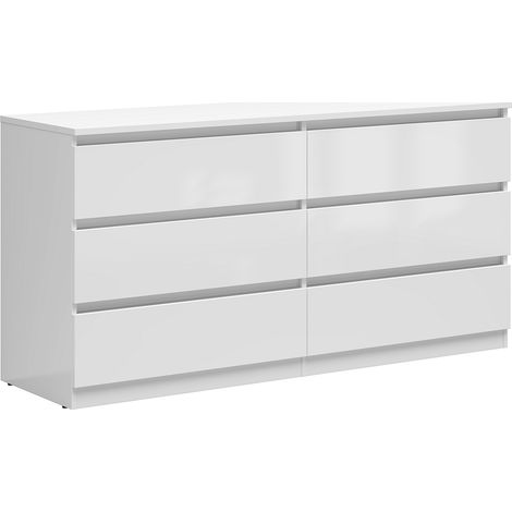 Kommode Edwin mit 6 Schubladen, Weiß, 150cm