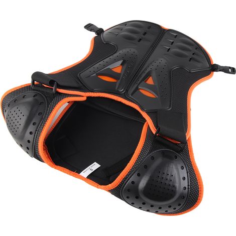 Kinder-Reitweste mit Brust- und Rückenschutz, reflektierend, verstellbar, orange/schwarz, Größe S (1/5)