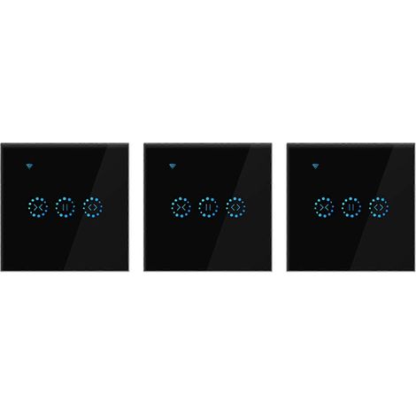 Interrupteur à pression Wi-Fi 3X pour volets roulants, stores et rideaux, compatible Alexa - Noir (1/5)