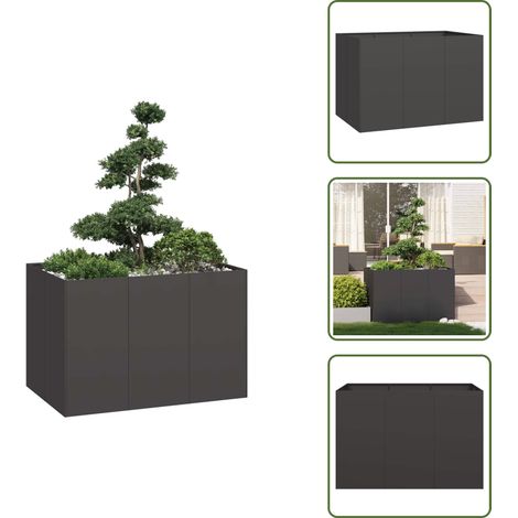 The Living Store Pflanzkübel Schwarz 120x80x80 cm Stahl - Gartenkübel (1/5)