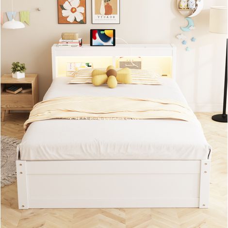 lit coffre 90x200 LED avec prise et rangements OKMYHOME (1/5)