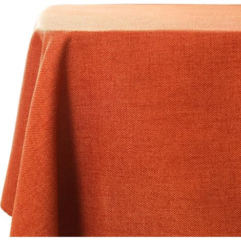 Abwaschbare Tischdecke Orangerot 140x180 cm Leinenoptik Wasserdicht