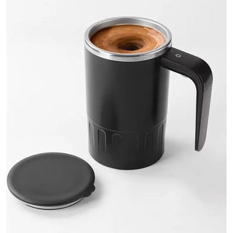 Tazas de café，Taza de café eléctrica con agitador，Aislamiento térmico，Con indicador de temperatura，Agitador automático，Acero inoxidable (1/5)