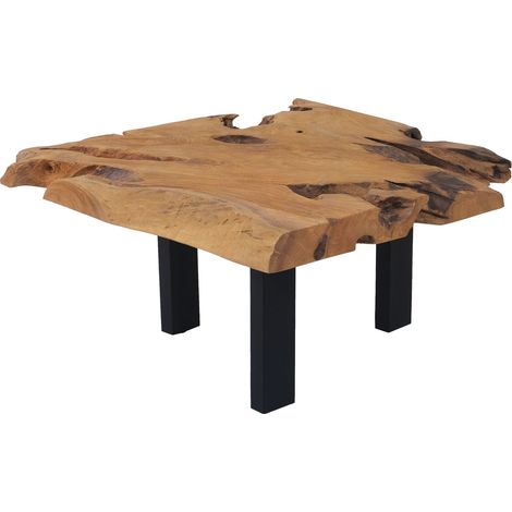 Couchtisch Beistelltisch massiv Teakholz naturbelassen 80x80x40 cm schwarz IBIZA (1/5)