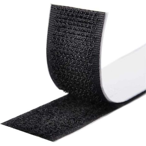 Rubans Adhésifs - 5M - Bande Agrippantes Adhésives - Bande Adhésives Ruban Scratch Hook Loop - Bande Adhésives Autoadhé pour Tous Les Types D'installations Cadre Photo - 16mm - Noir (1/4)