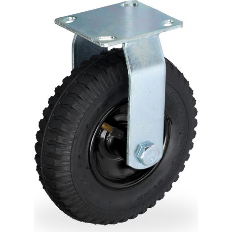 Relaxdays rueda giratoria 2,50-4, carga 120 kg, goma, placa de acero, con cámara de aire, reforzada, negra
