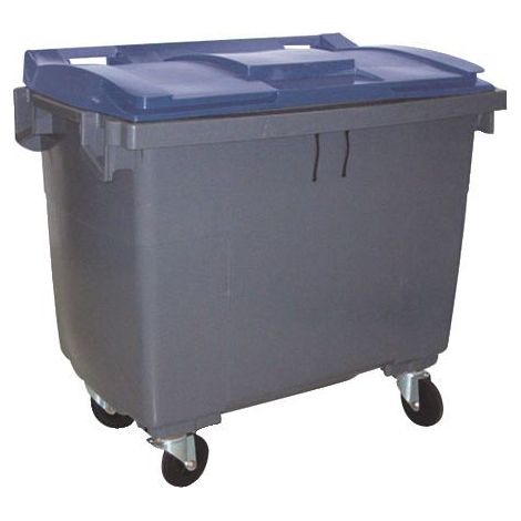 Conteneur à déchets 660 litres extérieur 4 roues gris-jaune