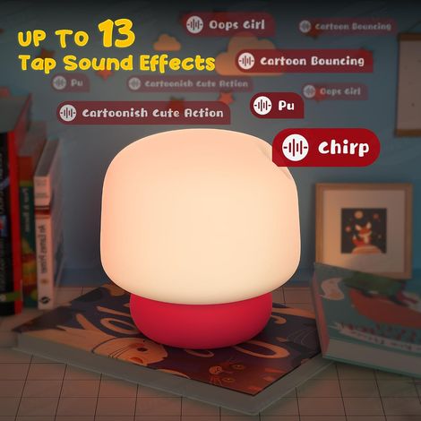 Lampada Notte Funghetto Interattivo – Luce RGB Dimmerabile, 13 Suoni, Timer 30min – Silicone BPA-Free Ricaricabile USB – Design Moderno per Camera Bambini (1/4)