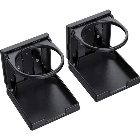 2 portabicchieri universali regolabili e pieghevoli in plastica nera, contenitori per bevande a prova di perdite, portatili, diametro 7,5 cm per camion, barche e furgoni - Crezuo (1/4)