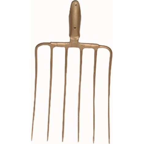 Silogabel 6 Zinken ohne Stiel 35x29 cm Federdülle gold-lackiert
