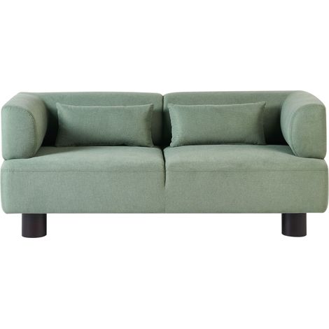 2 Seater Sofa Light Green Fabric Upholstery Water Repellent Material Modern Style Living Room MOVIK