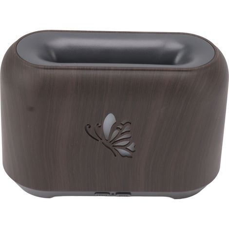 Humidificateur diffuseur à flamme de 150 ml, silencieux et prévient la sécheresse. Design imitation bois avec 7 couleurs d'éclairage, idéal pour la chambre ou le bureau. Finition grain profond. (1/5)