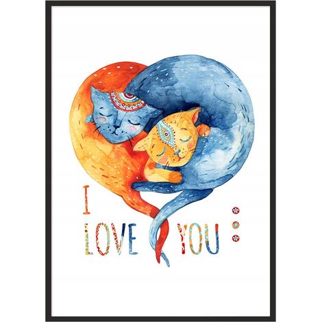 Póster con marco 53x73 cm Gatos P999 (1/4)