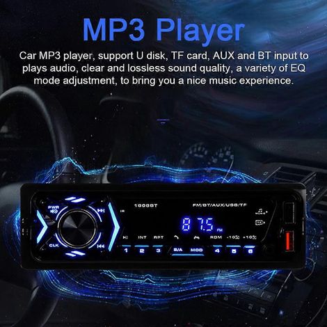 Autoradio multifonction avec Bluetooth, lecteur MP3, radio FM, fonction mains libres, fonction de charge et égaliseur