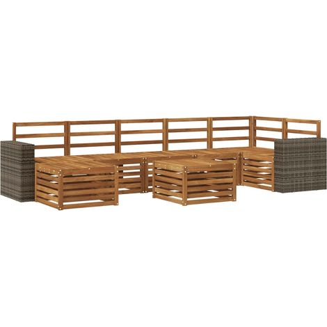 Outdoor Sofa Set 8 pcs Natural Solid Acacia Wood vidaXL (1/5)