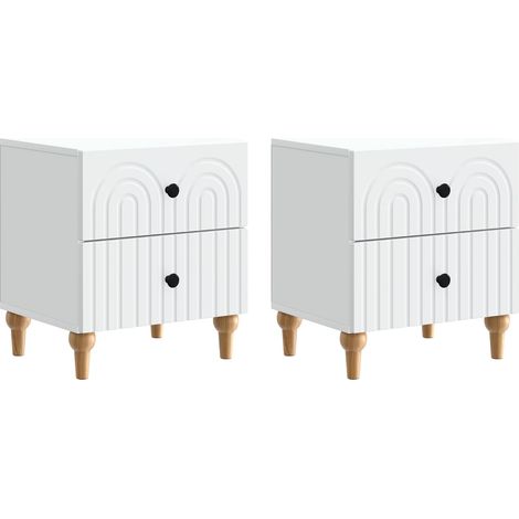 Set di 2 Comodino Armadio da Notte Mobiletto da notte con cassetto Bianco 43 x 34,5 x 48 cm (1/5)