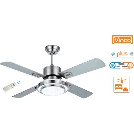Agitatore/Ventilatore da soffitto con 4 pale in legno finitura Silver 1 lampada Vinco - BIG70932