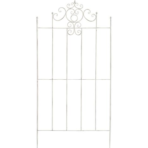 Treillis support pour plantes grimpantes métal blanc vieilli 100003894 (1/4)