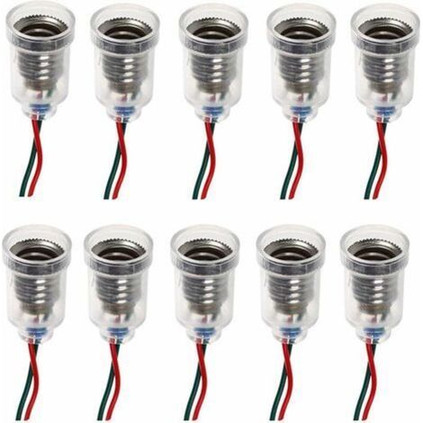 Lampes LED E10 Base de vis-à vis de petite bougie Ampoules Mont petites ampoules Porte-lumière de base avec fil Culot Socket pour Home Expérience Test du circuit électrique Accessoires lumière 20cm (1/5)