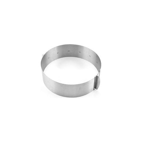 Vielseitiger Klemmring mit Skala und Befestigungsschrauber, Edelstahl-Rundbackform, 8,5 cm hoher Backring, 16- 30 cm Kuchenring, stabiler Backrahmen für Crezuo