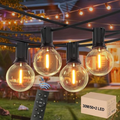 Guirlande Guinguette Exterieur - 15M Télécommande Réglable Guirlande Lumineuse 25+1 G40 Ampères, IP45 Waterproof, Chaîne Extensible à 120M, 2200K - Déco Lumineuse Pour Fêtes Extérieures (Réglable-15M) (1/5)
