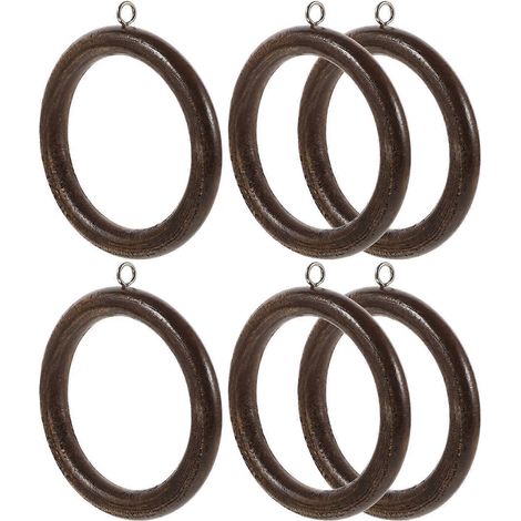 Anneaux de rideaux en bois, installation facile, forme circulaire, décoration intérieure, lot de 6 (1/5)