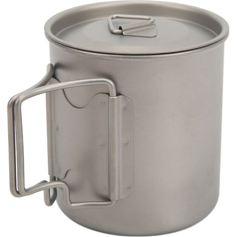 Mug de camping pliable avec poignée, portable et design ergonomique, en alliage d'aluminium, grande capacité, idéal pour la cuisine en extérieur. (1/5)