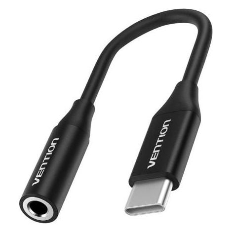 Adaptador Audio Vention BIHBA/ Jack 3.5 Macho - USB Tipo-C Macho/ 10cm/ Negro