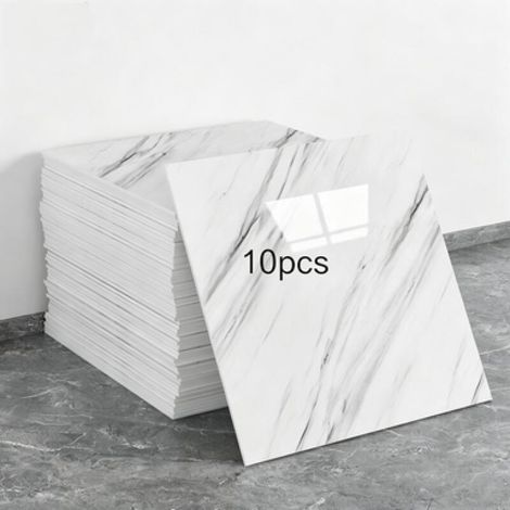 Un juego de 10 paneles de papel pintado autoadhesivos con estampado de mármol (no son azulejos reales, dimensiones: 30 x 30 x 0,2 cm). (1/5)