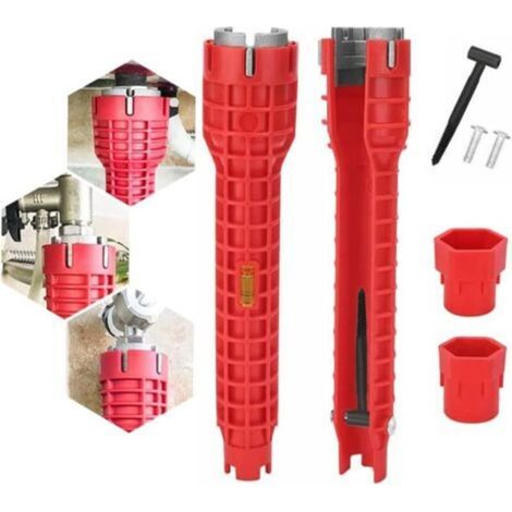 Clé à Douille de Robinet 8 En 1 - Outil D'Installation De Robinetterie D'éVier - pour Cuvette de Toilettes Robinet D'évier Salle de Bain Cuisine Plomberie